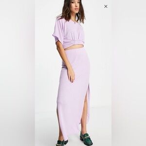 Free People Kelsey two piece maxi skirt set in lilac